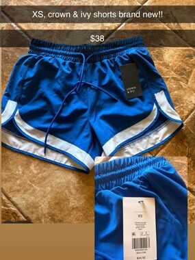crown & ivy Royal Blue Athletic Shorts with White Trim